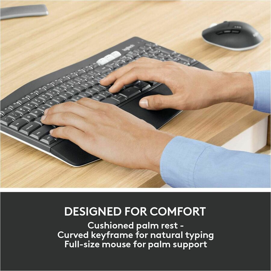 Image of Logitech® Keyboard/Mouse, Wireless, 16-9/10"Wx8-1/4"Dx1"H, BK
