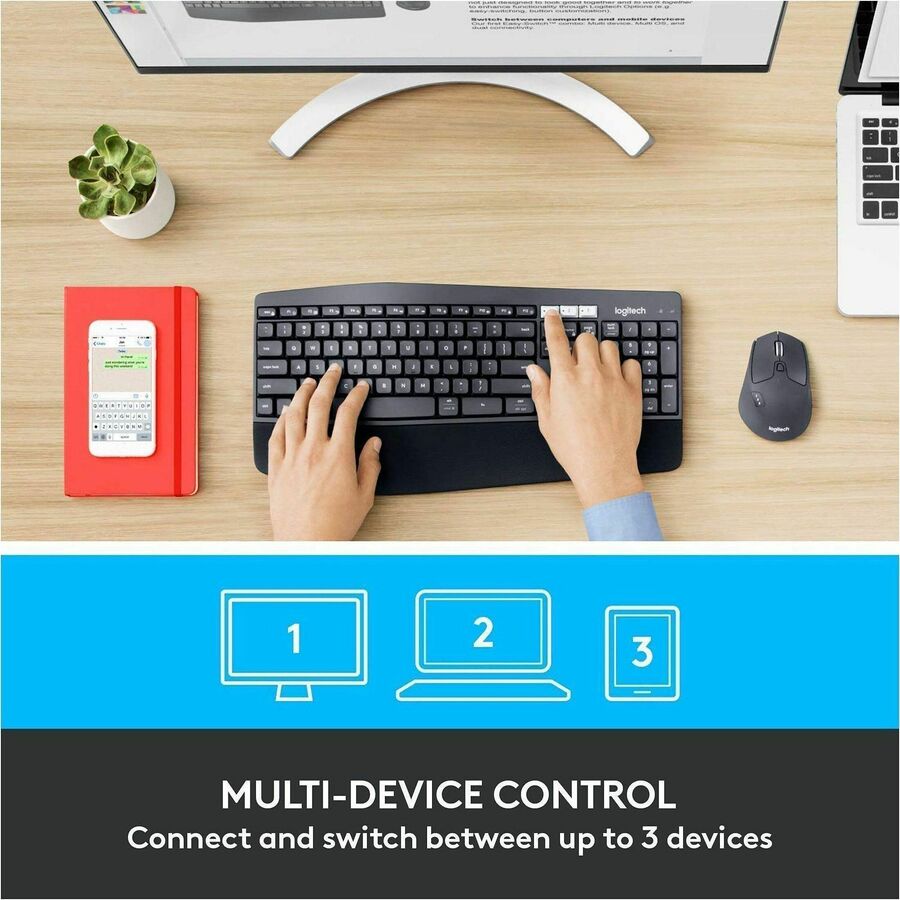 Image of Logitech® Keyboard/Mouse, Wireless, 16-9/10"Wx8-1/4"Dx1"H, BK