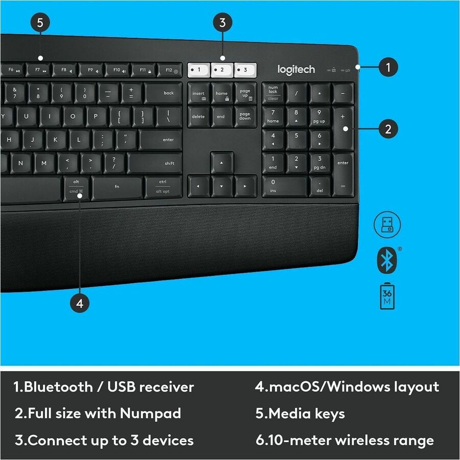 Image of Logitech® Keyboard/Mouse, Wireless, 16-9/10"Wx8-1/4"Dx1"H, BK