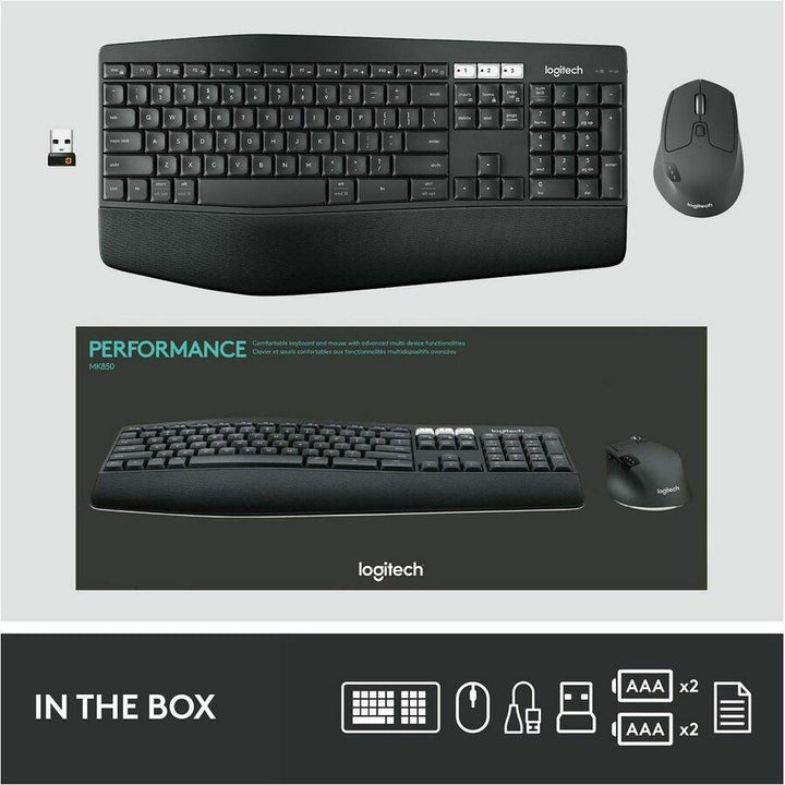 Image of Logitech® Keyboard/Mouse, Wireless, 16-9/10"Wx8-1/4"Dx1"H, BK