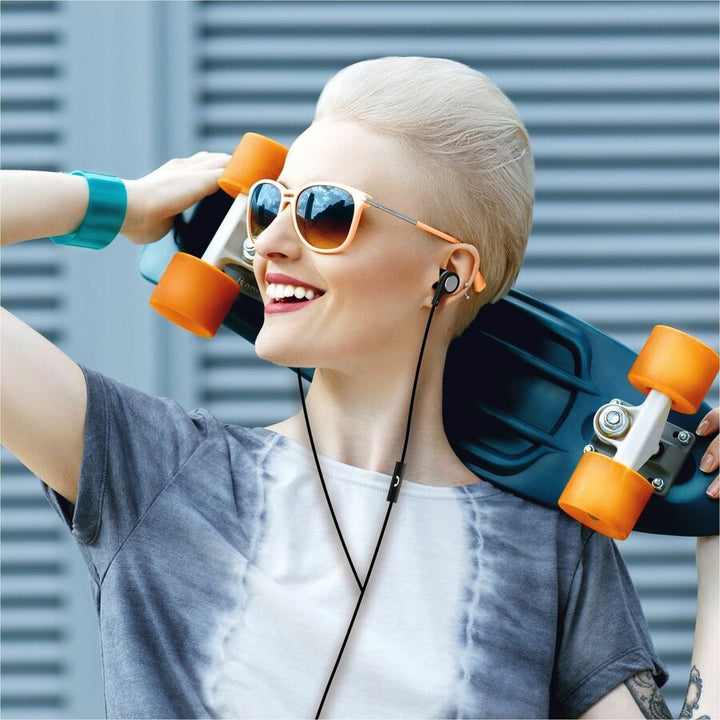 Image of Maxell® B-13 Bass Earbuds with Microphone, 52" Cord, Black