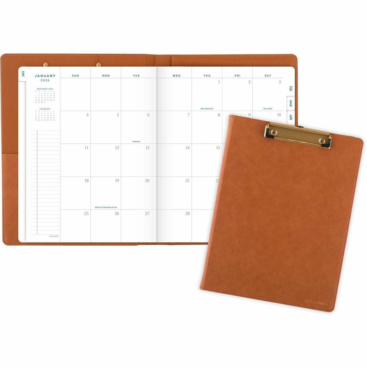 Image of AT-A-GLANCE® Signature Collection Monthly Clipfolio, 11 x 8, Distressed Brown Cover, 13-Month: Jan 2025 to Jan 2026