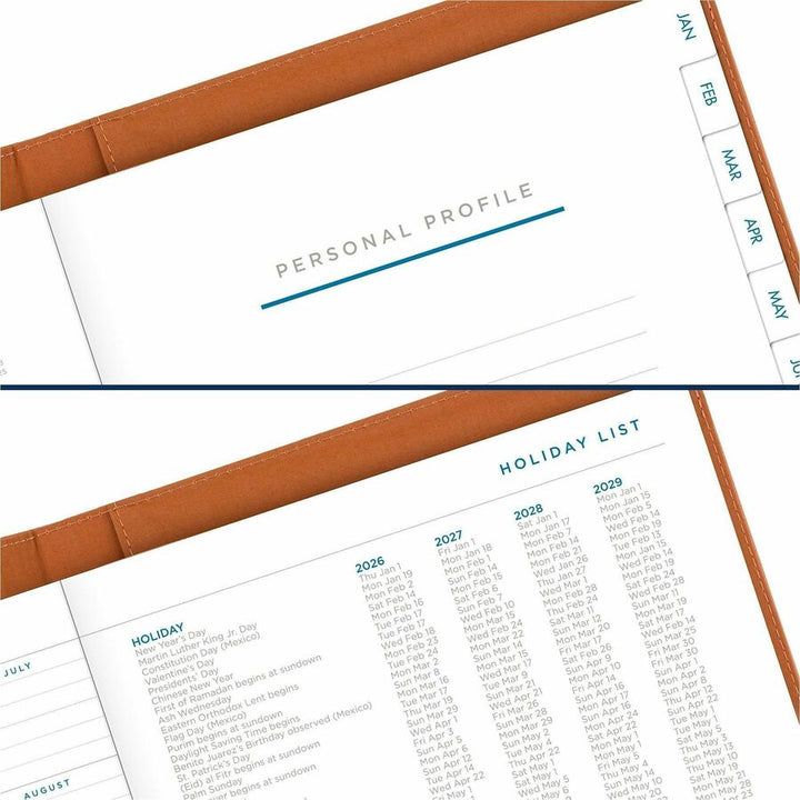 Image of AT-A-GLANCE® Signature Collection Monthly Clipfolio, 11 x 8, Distressed Brown Cover, 13-Month: Jan 2025 to Jan 2026