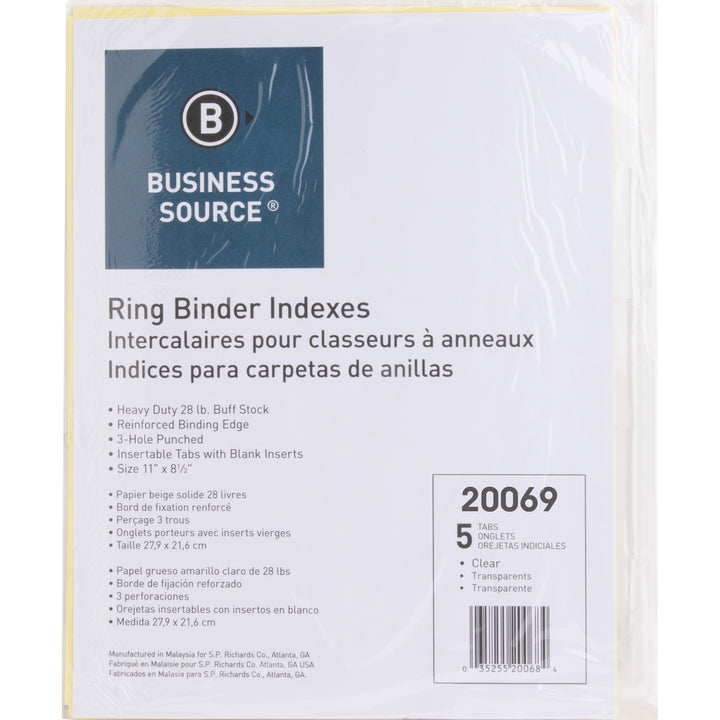 Image of Business Source Binder Indexes, 1/2" Tabs, 11"x8-1/2",8 Tab, 50ST/BX, CL