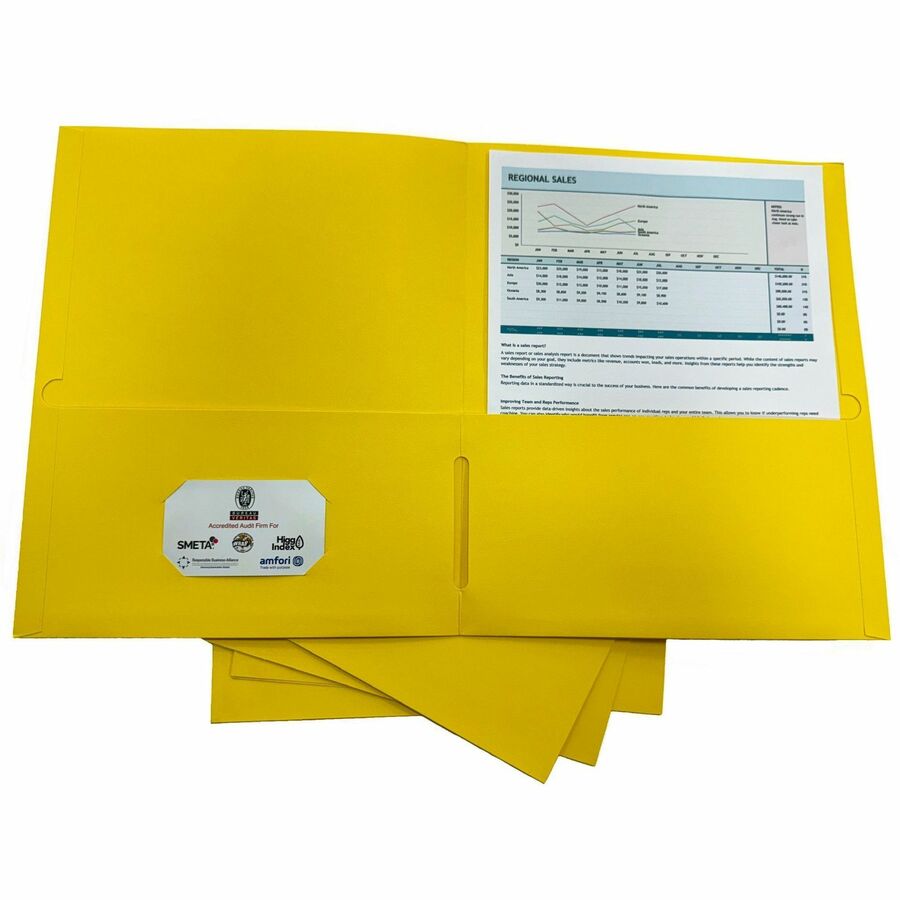 Image of Business Source Portfolio,2-Pocket,125-Sht Cap,8-1/2"x11-1/2",25/BX,YW