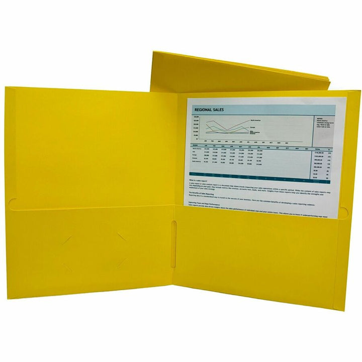 Image of Business Source Portfolio,2-Pocket,125-Sht Cap,8-1/2"x11-1/2",25/BX,YW