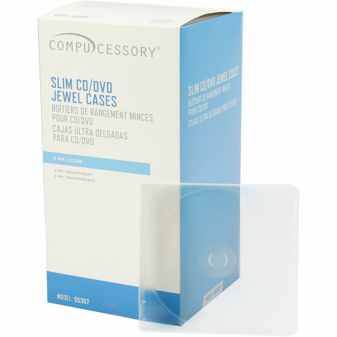Image of Compucessory 55307 Slim Disc Case, Polypropylene, Clear, Translucent, 50 / Pack
