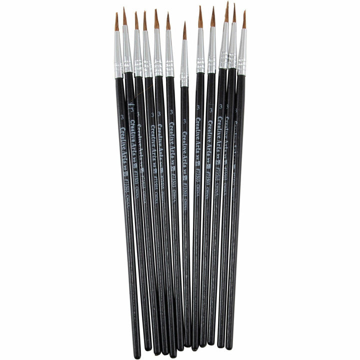 Image of Charles Leonard® Water Color Brush, No. 3, 1/2", 12/PK, Black