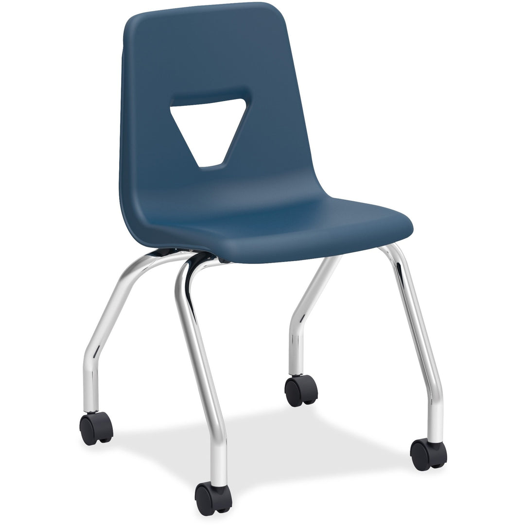 Image of Lorell Mobile Chairs, 4-Leg Base, 18-1/2"x21"x30", 2/CT, Navy