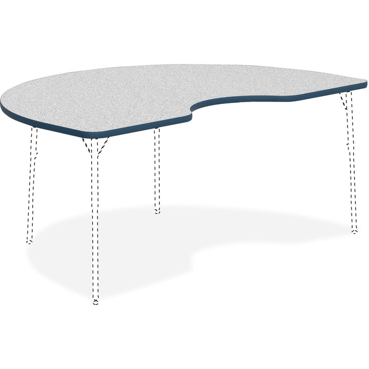Image of Lorell Tabletop, Kidney, Laminate, 48"x72", Gray/Navy