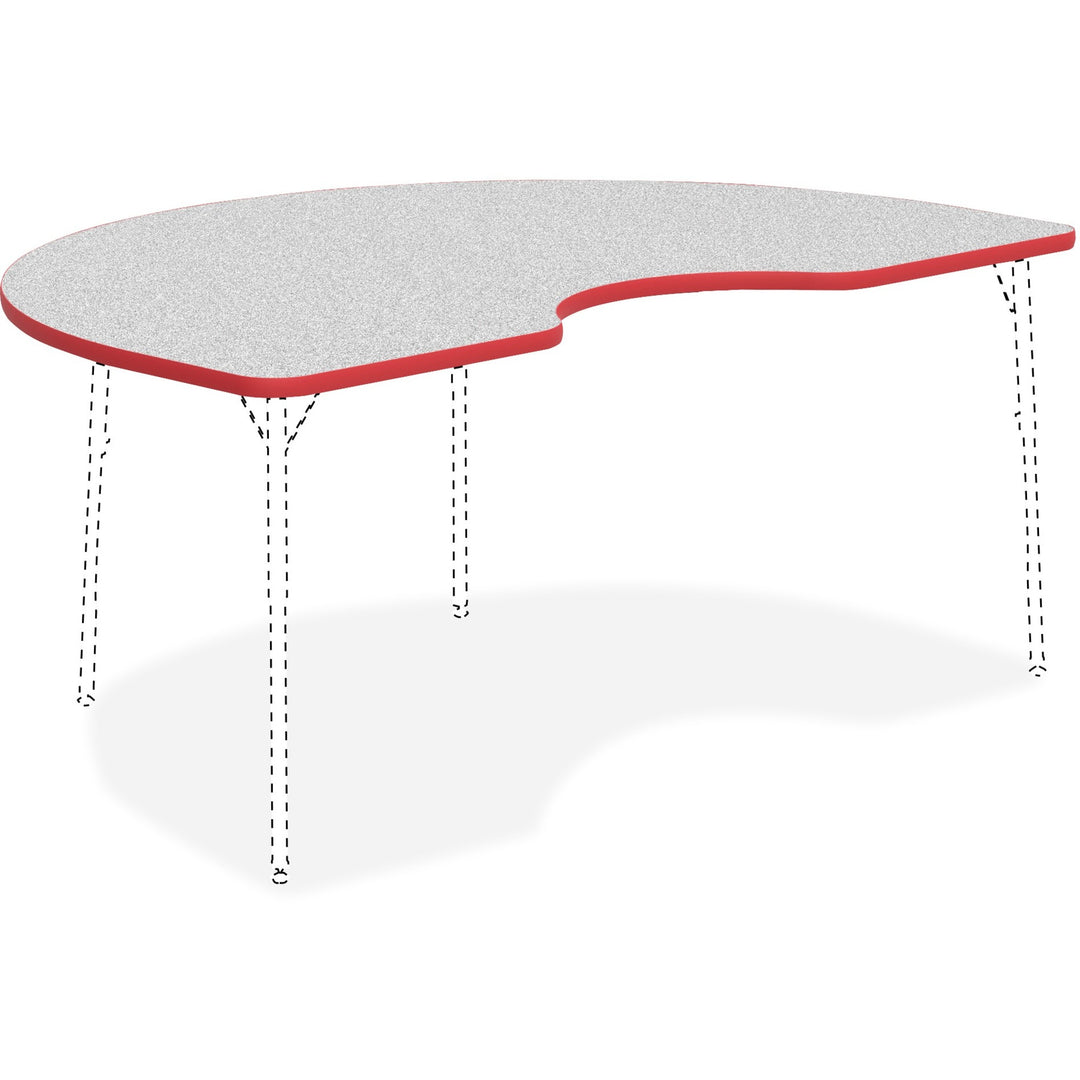 Image of Lorell Tabletop, Kidney, Laminate, 48"x72", Gray/Red