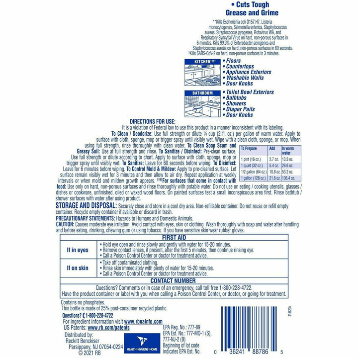 Image of Lysol 88786 Clean/Fresh Lavender Cleaner