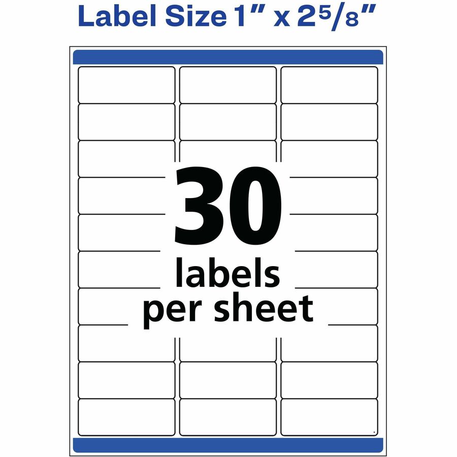 Image of Avery® Mailing Labels, Weatherproof, 1"x2-5/8", 15000/BX, WE