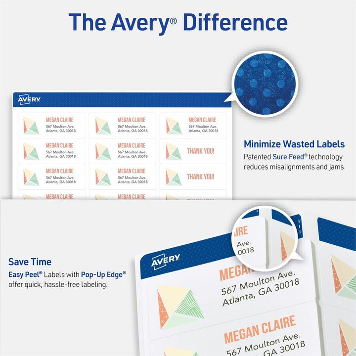 Image of Avery® Mailing Labels, Weatherproof, 1"x2-5/8", 15000/BX, WE