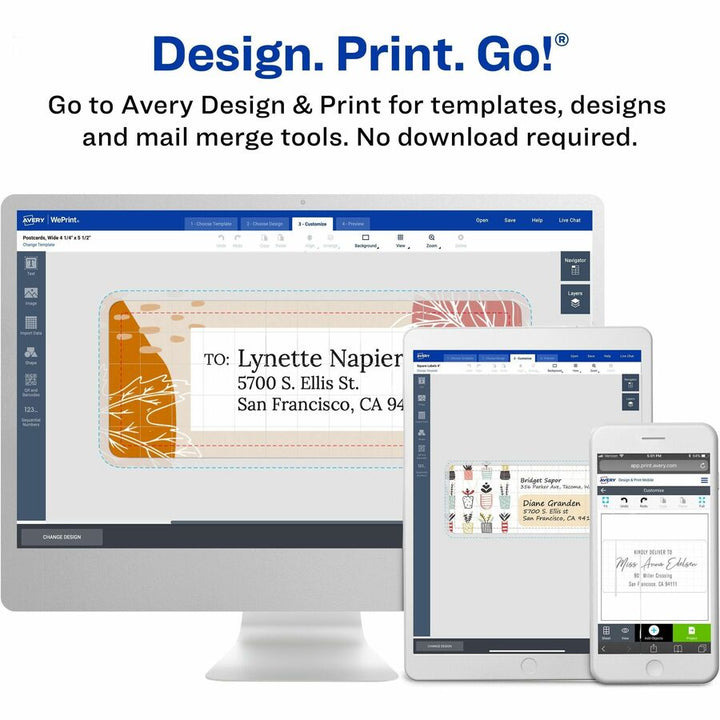 Image of Avery® Mailing Labels, Weatherproof, 1-1/3"x4", 7000/BX, WE