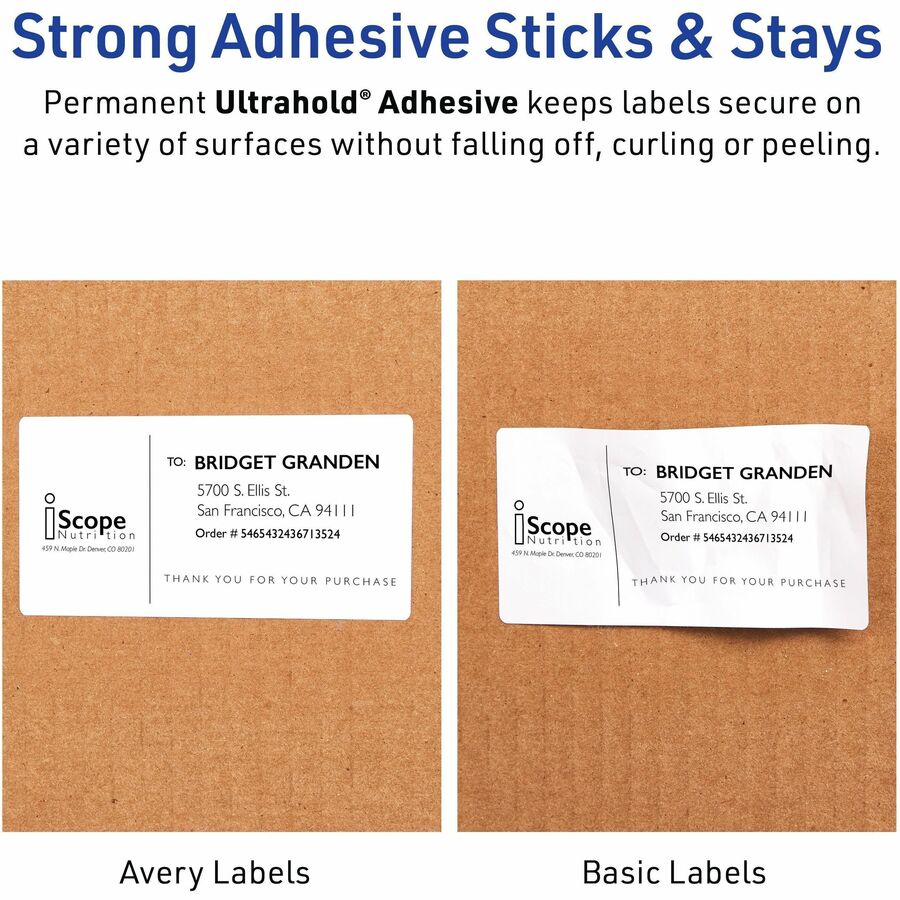Image of Avery® Mailing Labels, Weatherproof, 1-1/3"x4", 7000/BX, WE