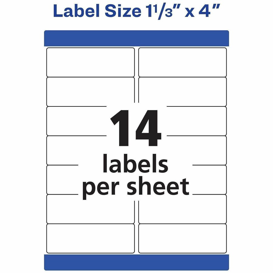 Image of Avery® Mailing Labels, Weatherproof, 1-1/3"x4", 7000/BX, WE