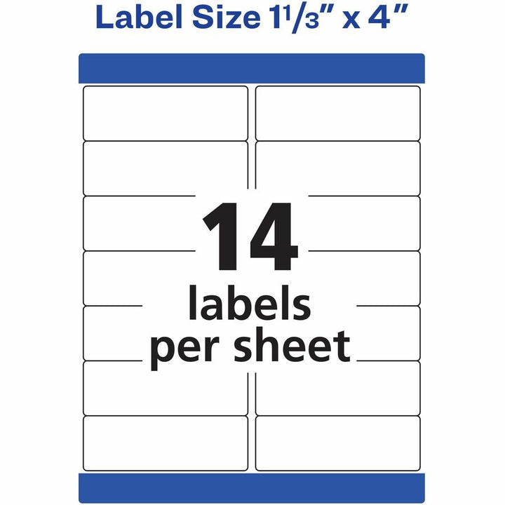 Image of Avery® Mailing Labels, Weatherproof, 1-1/3"x4", 7000/BX, WE