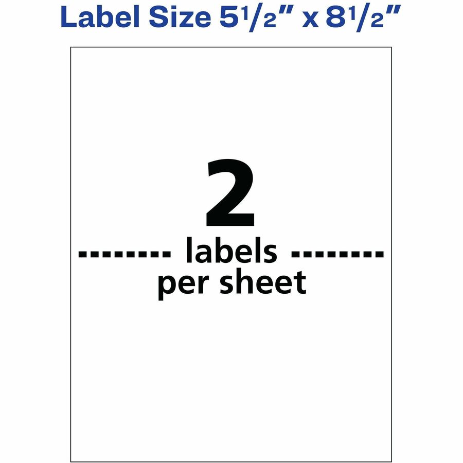 Image of Avery® Waterproof Shipping Labels With Trueblock Technology, Laser Printers, 5.5 X 8.5, White, 2/sheet, 500 Sheets/box