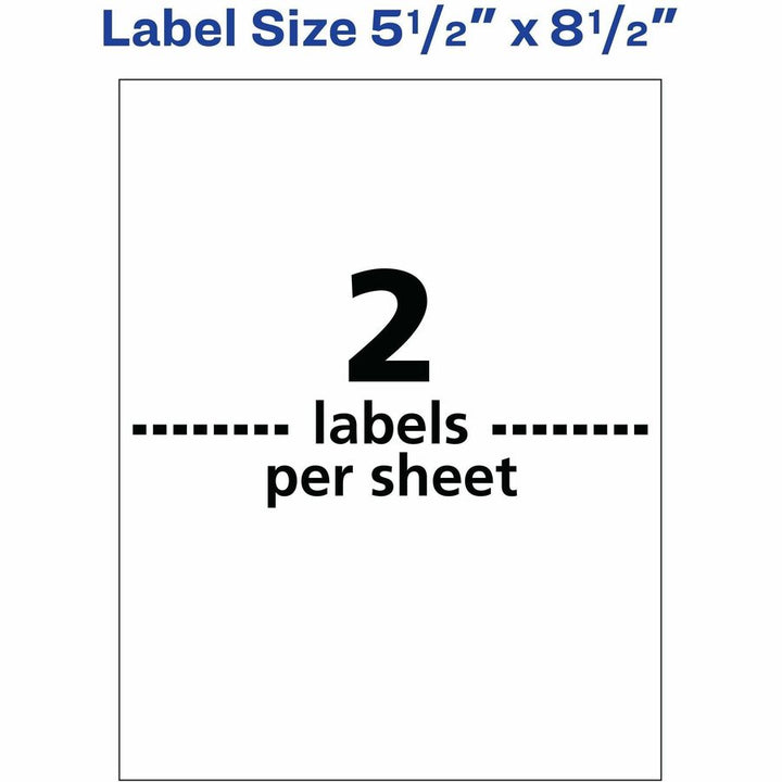 Image of Avery® Waterproof Shipping Labels With Trueblock Technology, Laser Printers, 5.5 X 8.5, White, 2/sheet, 500 Sheets/box