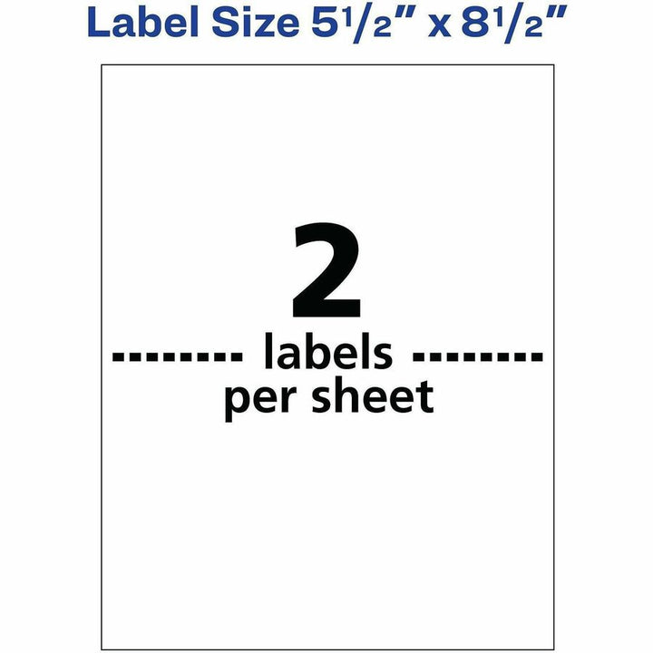 Image of Avery® Waterproof Shipping Labels With Trueblock Technology, Laser Printers, 5.5 X 8.5, White, 2/sheet, 500 Sheets/box