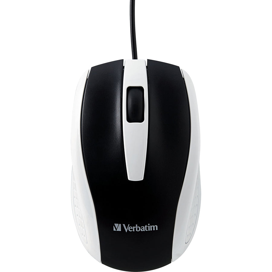 Image of Verbatim® Mouse, Optical, Corded, f/PCs & Macs, White/Black