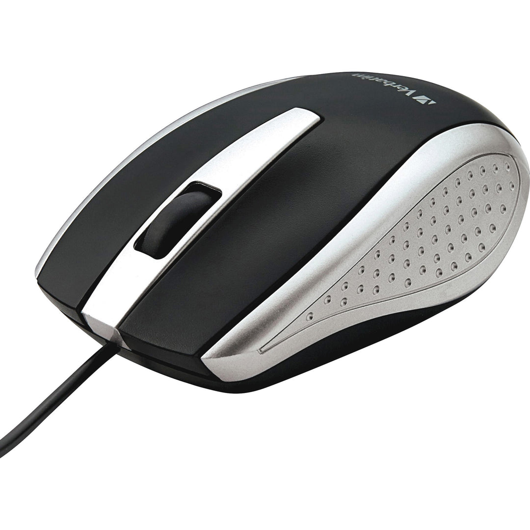 Image of Verbatim® Mouse, Optical, Corded, f/PCs & Macs, Silver/Black