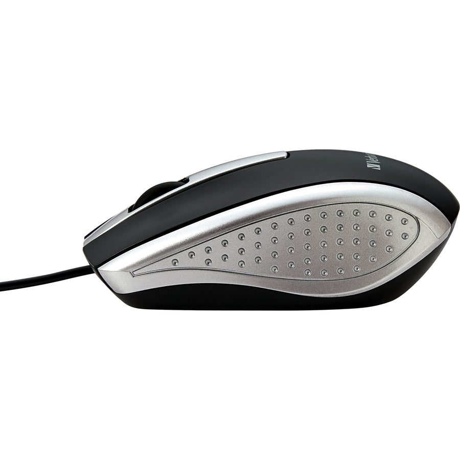 Image of Verbatim® Mouse, Optical, Corded, f/PCs & Macs, Silver/Black