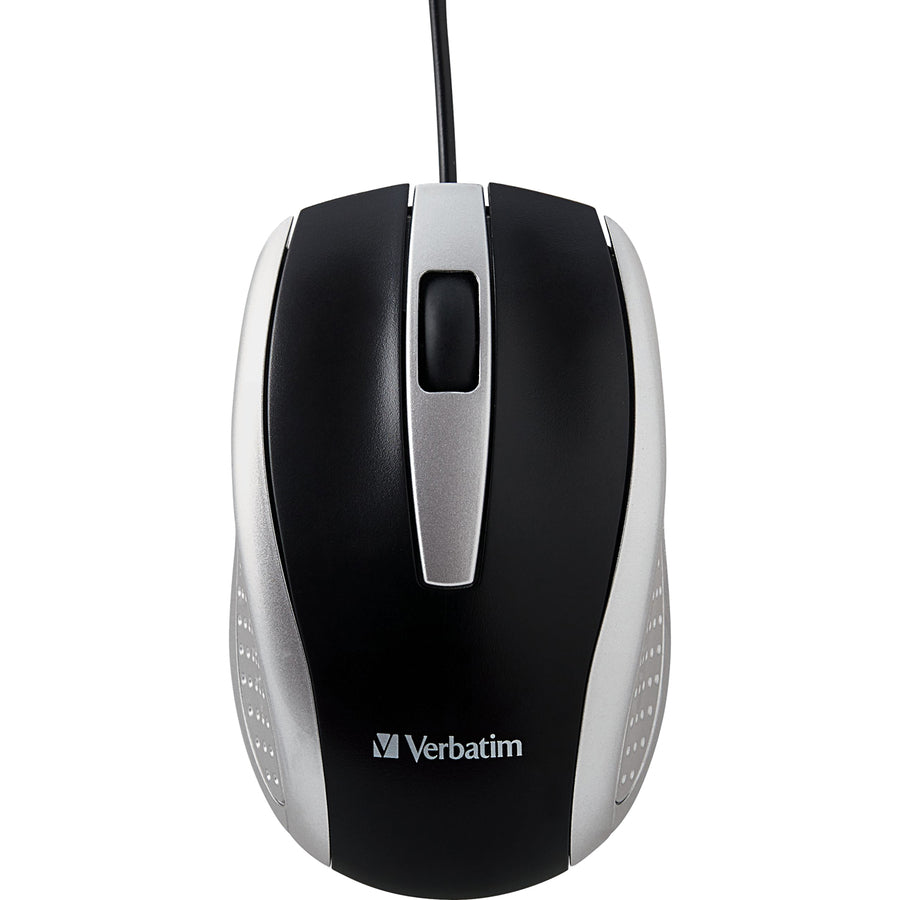 Image of Verbatim® Mouse, Optical, Corded, f/PCs & Macs, Silver/Black