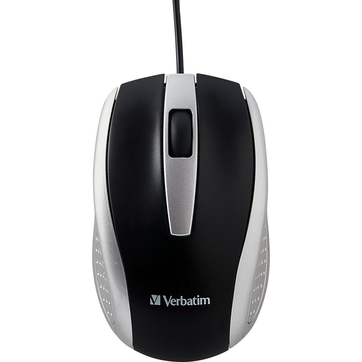 Image of Verbatim® Mouse, Optical, Corded, f/PCs & Macs, Silver/Black