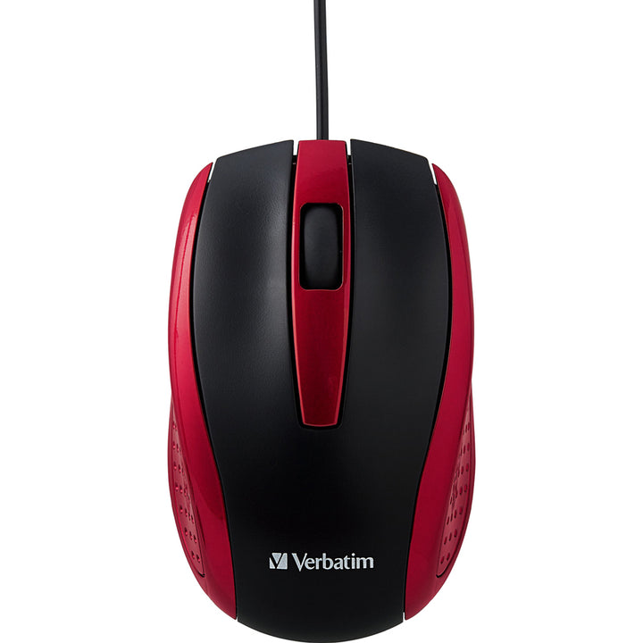 Image of Verbatim® Mouse, Optical, Corded, f/PCs & Macs, Red/Black