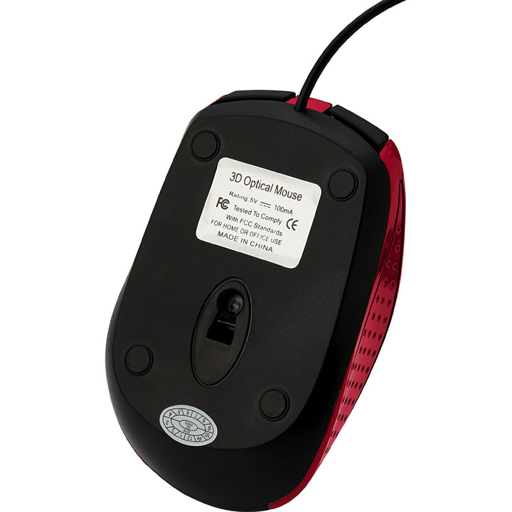Image of Verbatim® Mouse, Optical, Corded, f/PCs & Macs, Red/Black