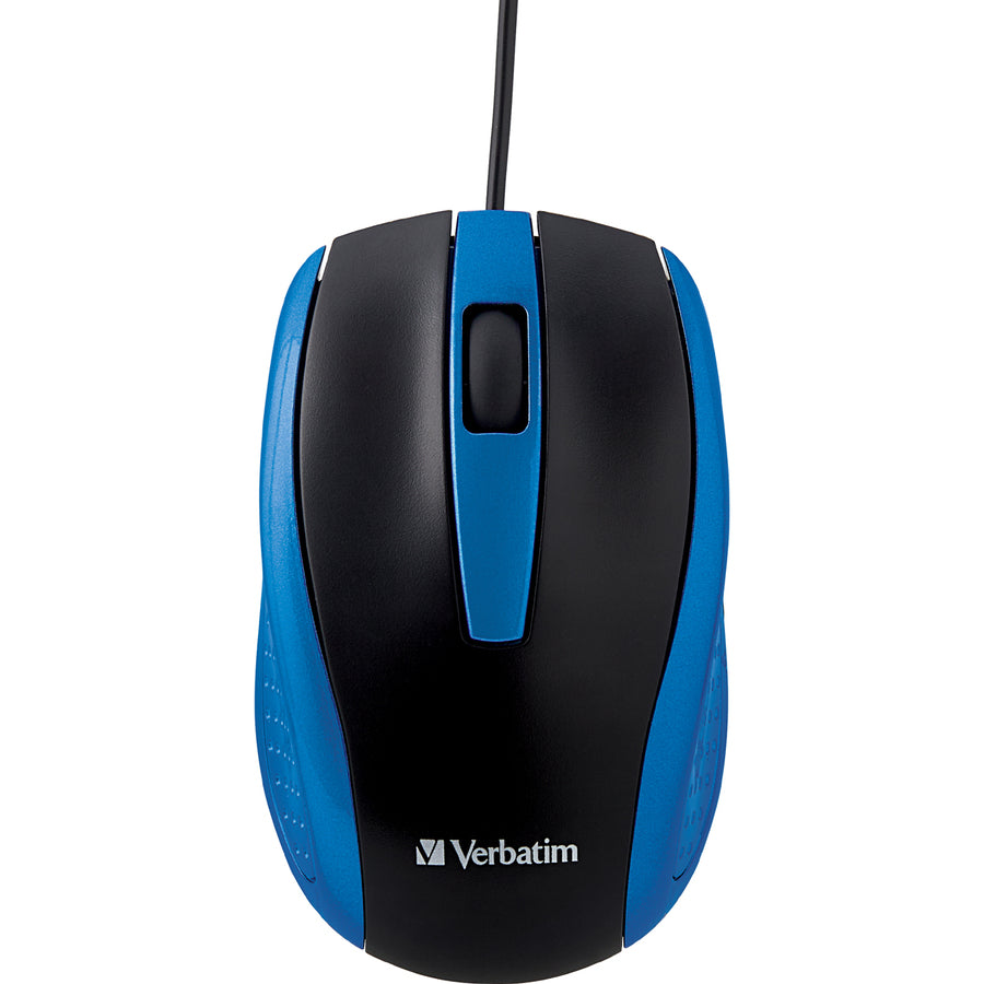 Image of Verbatim® Mouse, Optical, Corded, f/PCs & Macs, Blue/Black