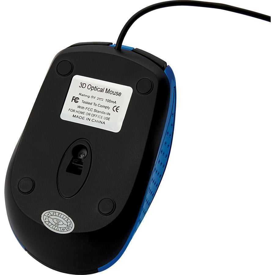 Image of Verbatim® Mouse, Optical, Corded, f/PCs & Macs, Blue/Black