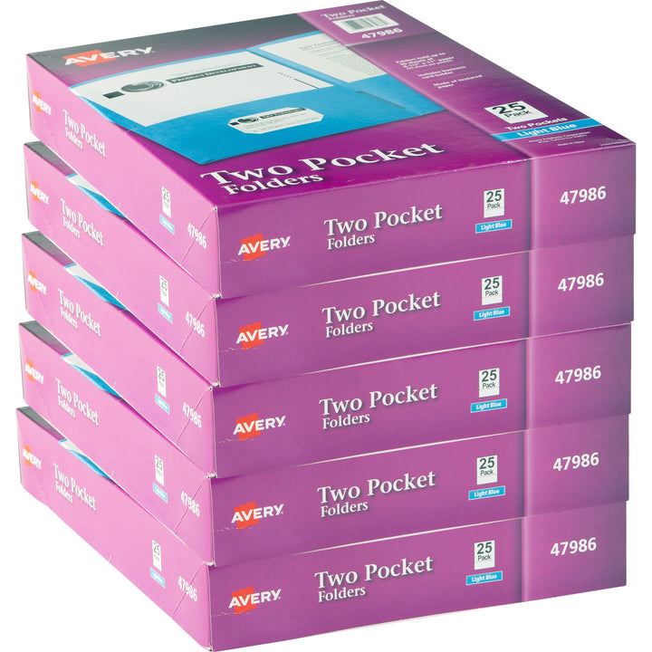 Image of Avery® 2-Pocket Folder,Letter-size,20Sh/Pocket,125/CT,Light Blue
