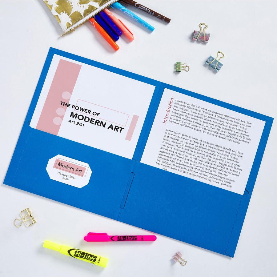 Image of Avery® 2-Pocket Folder,Letter-size,20Sh/Pocket,125/CT,Light Blue