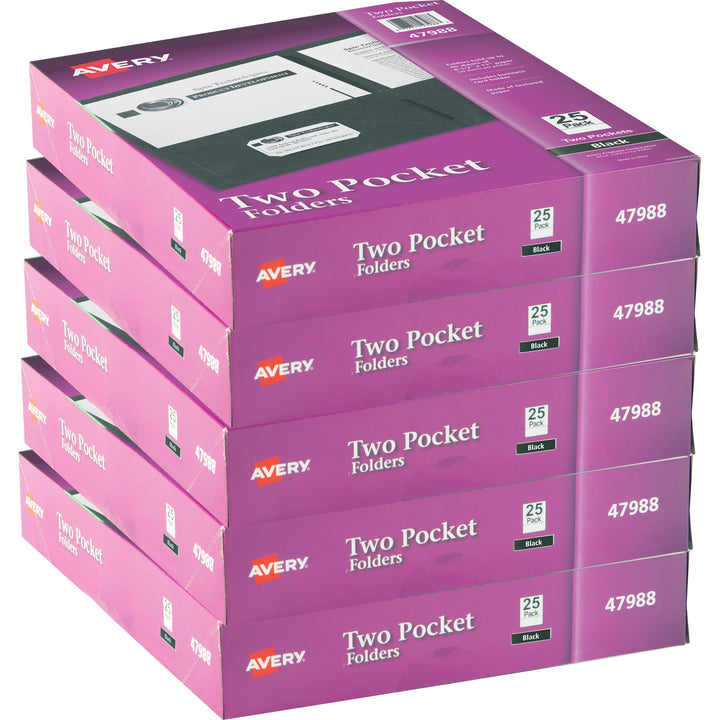 Image of Avery® 2-Pocket Folder, Letter-size, 20Sh/Pocket, 125/CT, Black