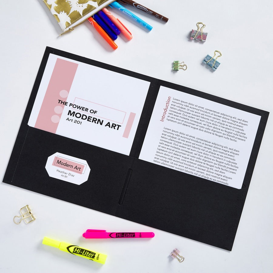 Image of Avery® 2-Pocket Folder, Letter-size, 20Sh/Pocket, 125/CT, Black