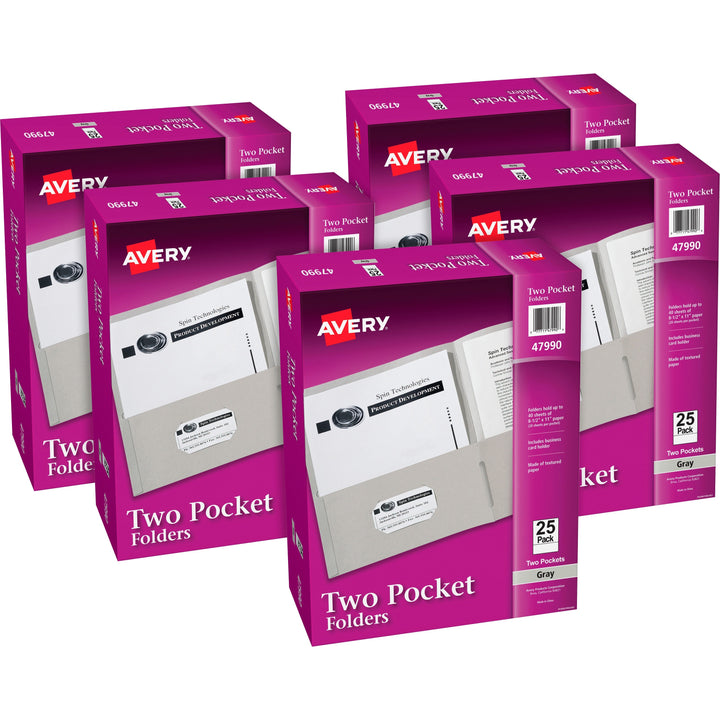 Image of Avery® 2-Pocket Folder, Letter-size, 20Sh/Pocket, 125/CT, Gray