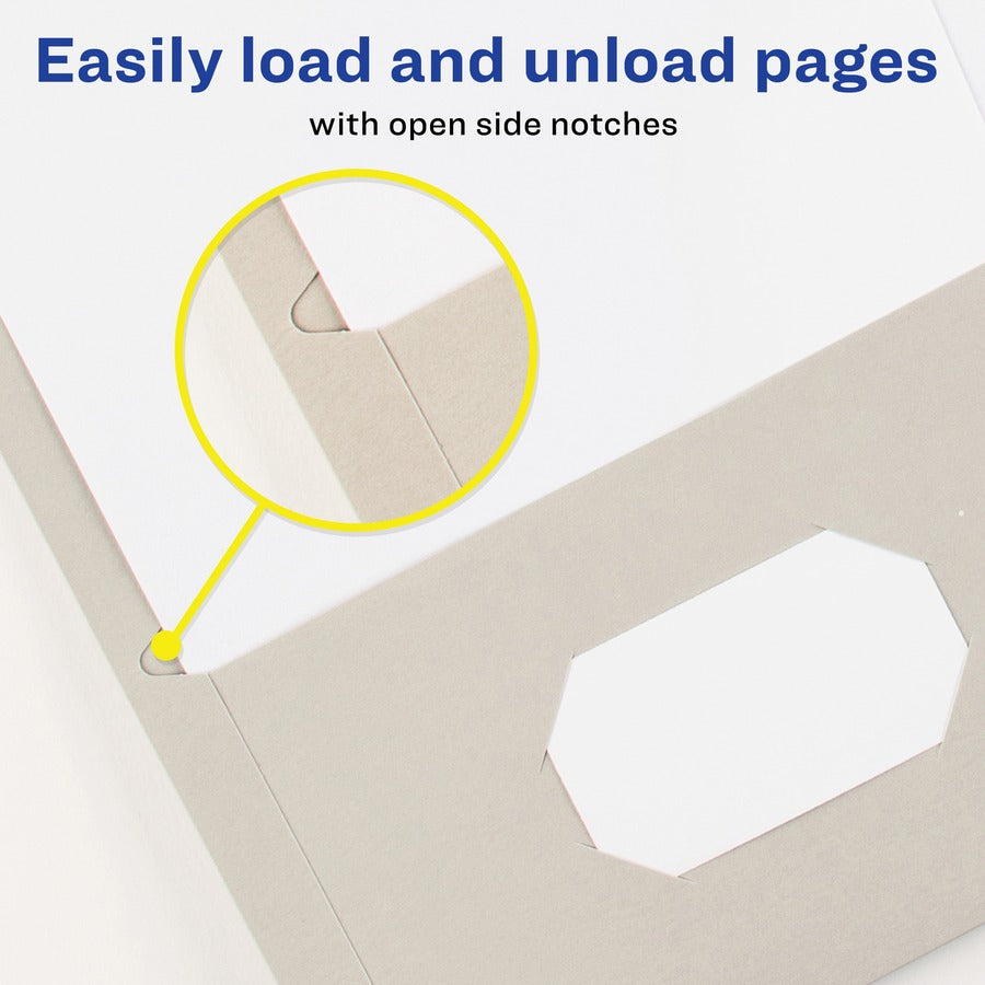 Image of Avery® 2-Pocket Folder, Letter-size, 20Sh/Pocket, 125/CT, Gray