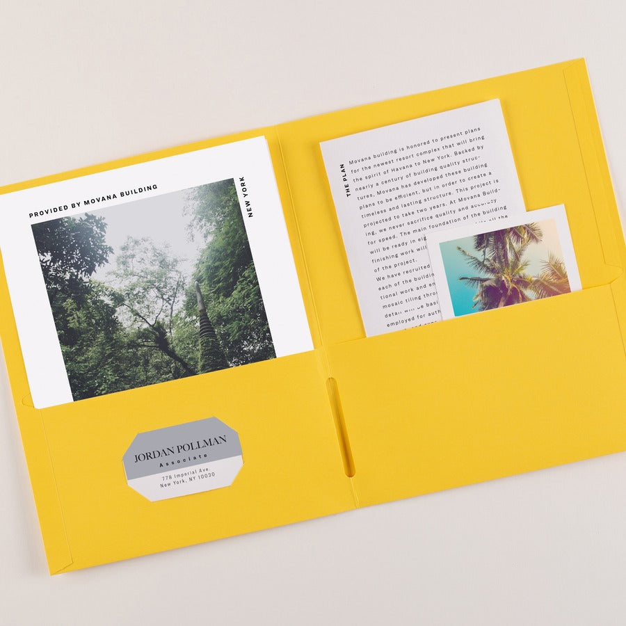 Image of Avery® 2-Pocket Folder, Letter-size, 20Sh/Pocket, 125/CT, Yellow