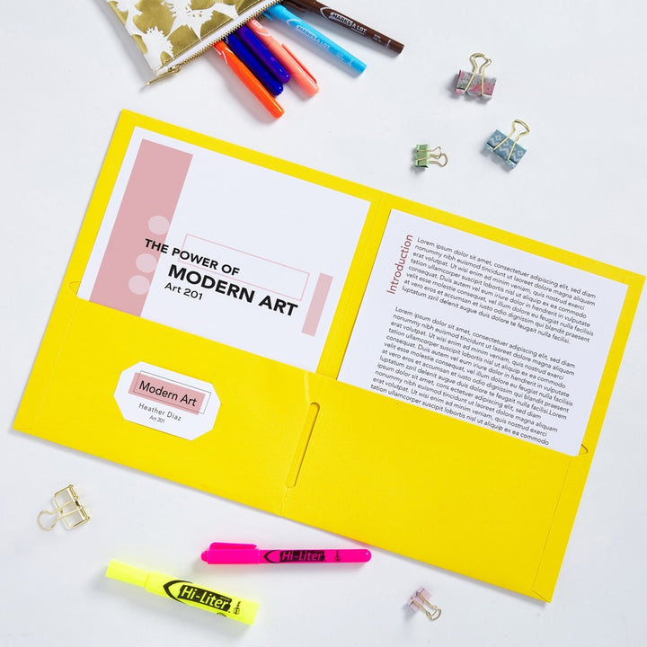 Image of Avery® 2-Pocket Folder, Letter-size, 20Sh/Pocket, 125/CT, Yellow