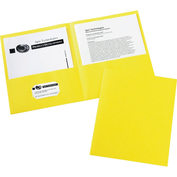 Image of Avery® 2-Pocket Folder, Letter-size, 20Sh/Pocket, 125/CT, Yellow