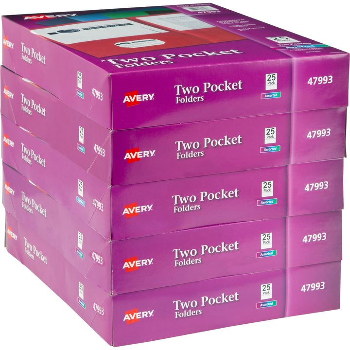 Image of Avery® 2-Pocket Folder, Letter-size, 20Sh/Pocket, 125/CT, Assorted