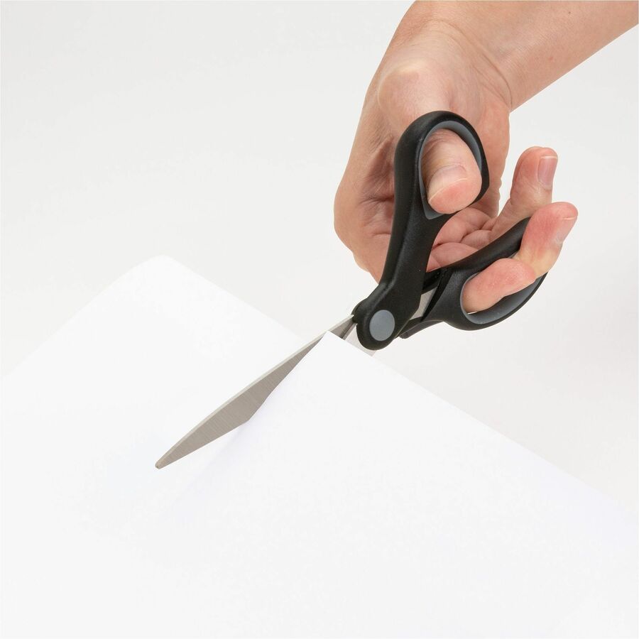 Image of Sparco Straight Scissors, Rubber Handles, 8" Straight, 3/BD, Black
