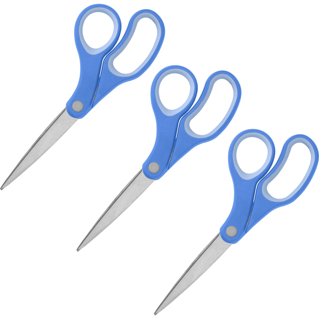 Image of Sparco Scissors, Bent, 8", Rubber Handle, 3/BD, Blue