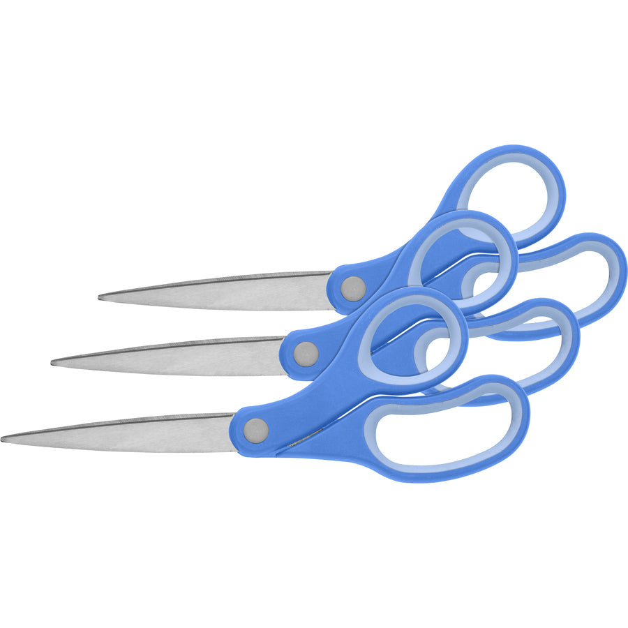 Image of Sparco Scissors, Bent, 8", Rubber Handle, 3/BD, Blue