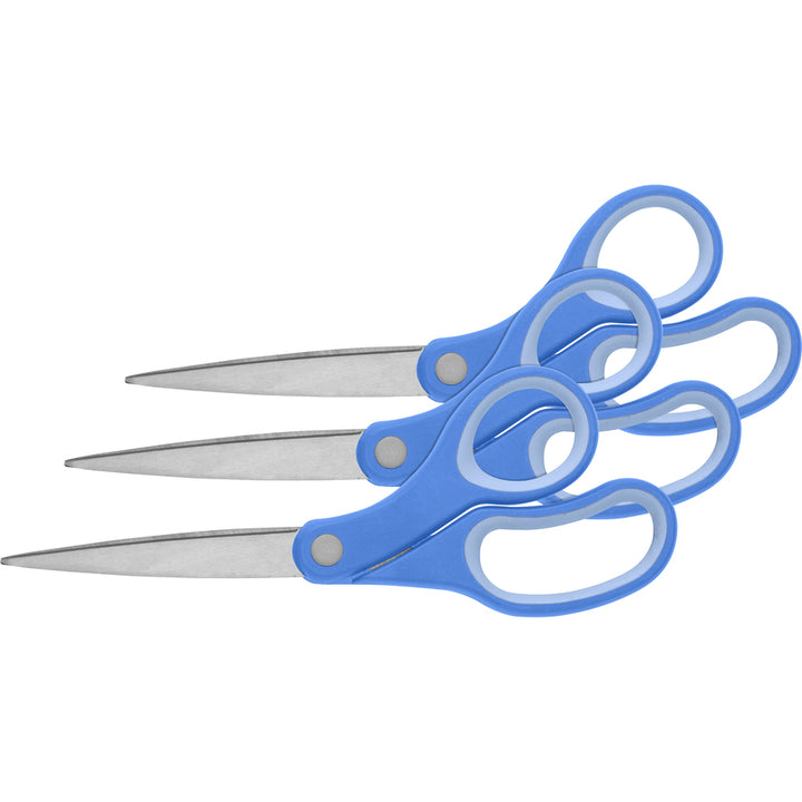 Image of Sparco Scissors, Bent, 8", Rubber Handle, 3/BD, Blue