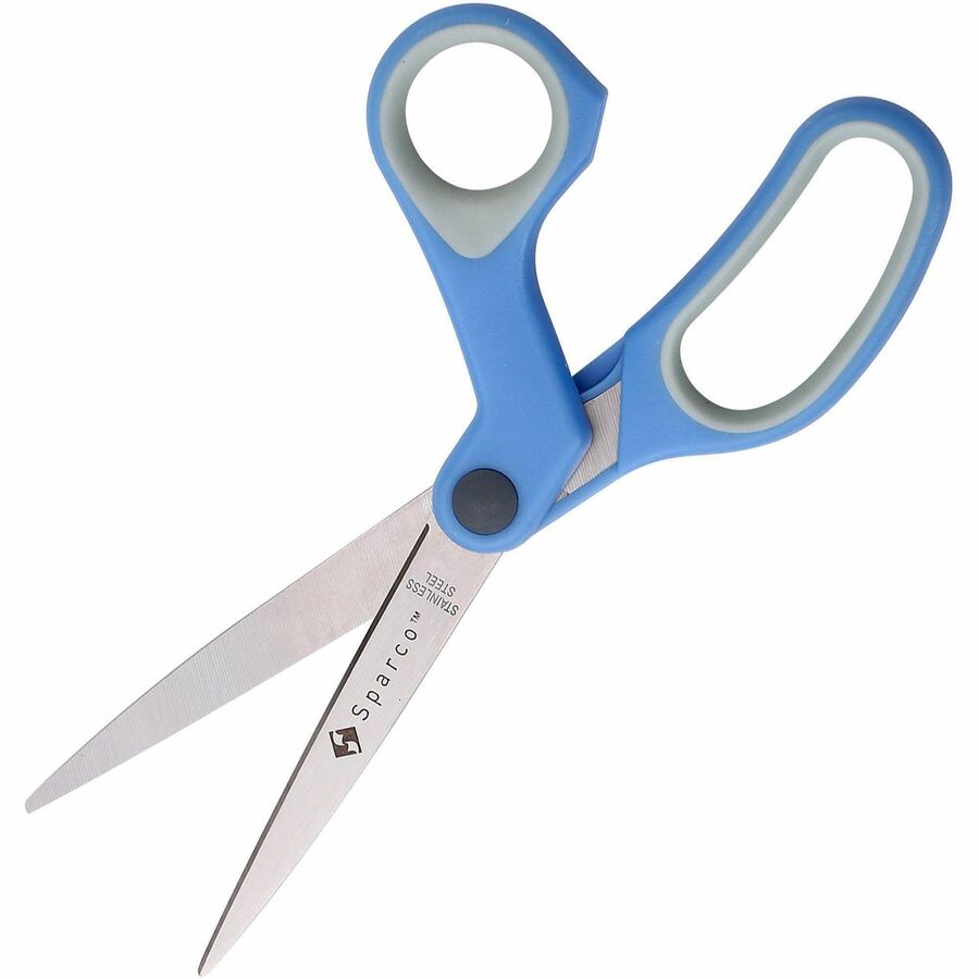 Image of Sparco Scissors, Bent, 8", Rubber Handle, 3/BD, Blue