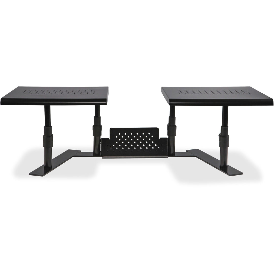 Image of Allsop® Metal Art Ergotwin Dual Monitor Stand, 25.6 To 33.1 X 12.6 X 6.2 To 8.6, Black, Supports 20 Lb/shelf